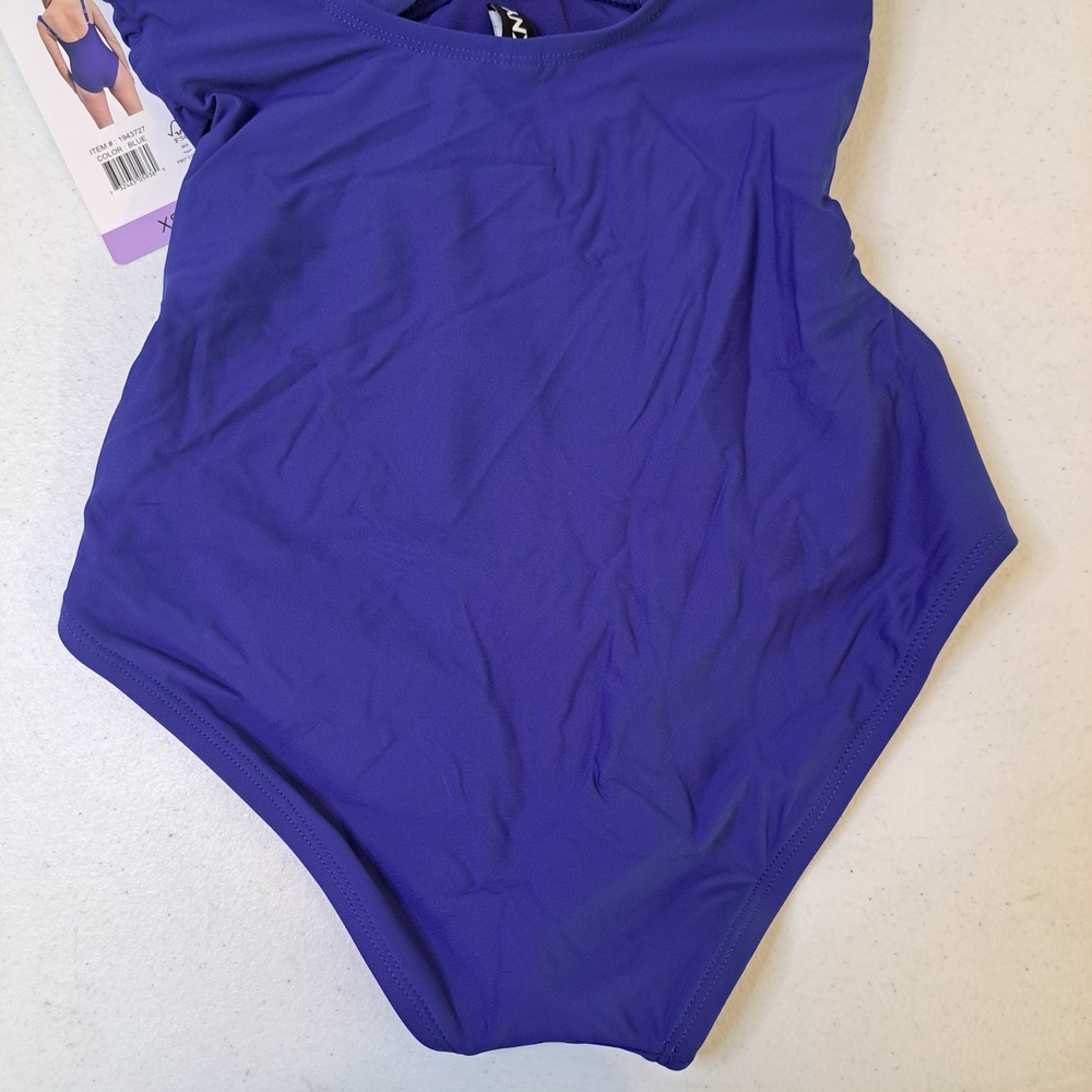 DKNY One Piece Swimsuit Womens XS Blue NWT Ruffle Ruched 1594-280 - Picture 6 of 9